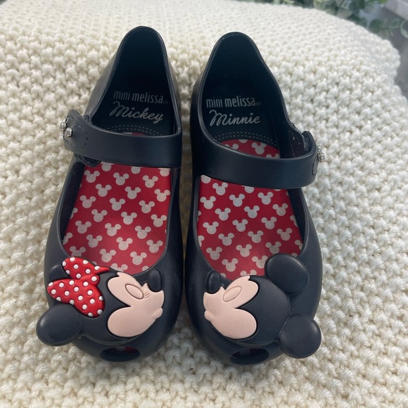 Mini Melissa Black Mickey & Minnie Kids Shoes - Picture 1 of 4